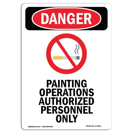 Safety Sign, OSHA Danger, 18" Height, Aluminum, Portrait Painting Operations, Portrait